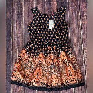 Ultra Pink Black and Orange Patterned Dress